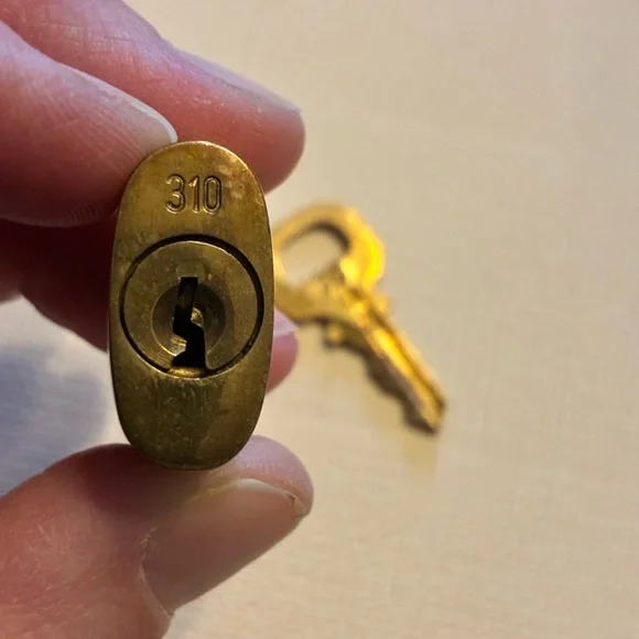 Brass Louis Vuitton Pad Lock and Key Set Purse Charm No. 310 - Picture 2 of 3